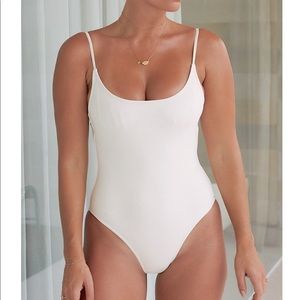 Monday Swimwear White Scoop Neck One-Piece Swimsuit